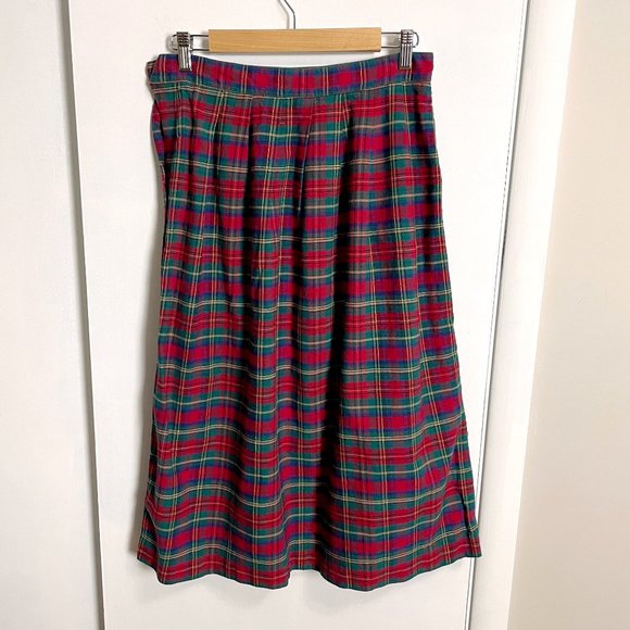 1980s vintage cotton plaid skirt - size 12 - Picture 6 of 10